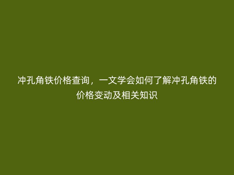 沖孔角鐵價(jià)格查詢(xún)，一文學(xué)會(huì)如何了解沖孔角鐵的價(jià)格變動(dòng)及相關(guān)知識(shí)