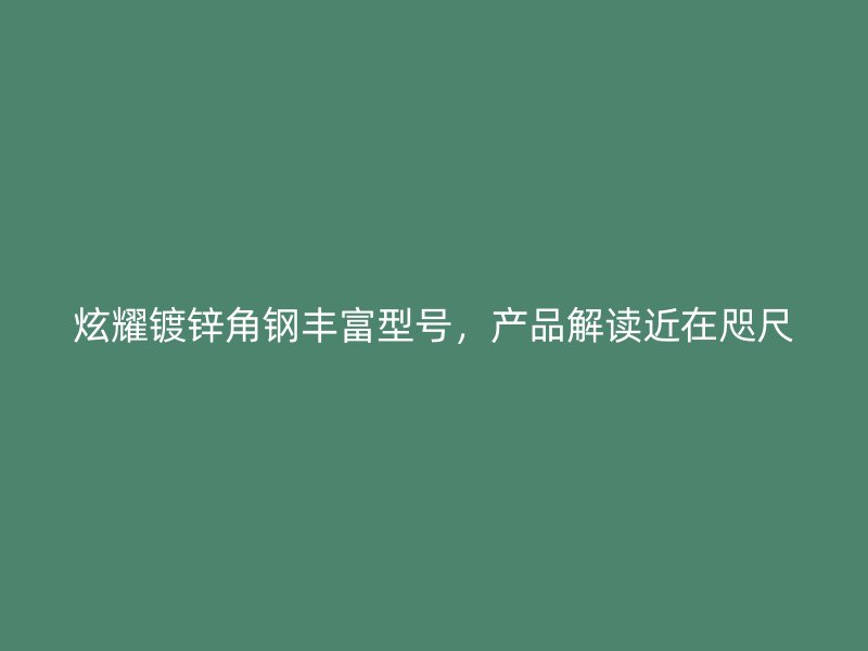 炫耀鍍鋅角鋼豐富型號，產(chǎn)品解讀近在咫尺