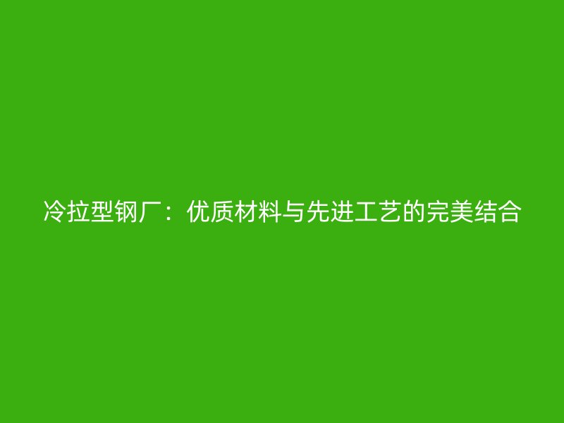 冷拉型鋼廠：優(yōu)質材料與先進工藝的完美結合