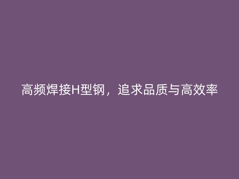 高頻焊接H型鋼，追求品質(zhì)與高效率