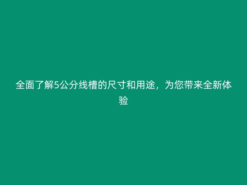 全面了解5公分線槽的尺寸和用途，為您帶來全新體驗(yàn)