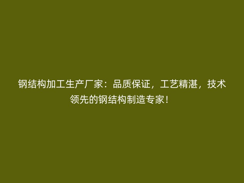鋼結(jié)構(gòu)加工生產(chǎn)廠家：品質(zhì)保證，工藝精湛，技術(shù)領(lǐng)先的鋼結(jié)構(gòu)制造專家！