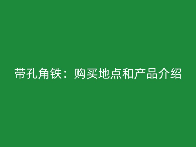 帶孔角鐵：購買地點和產品介紹