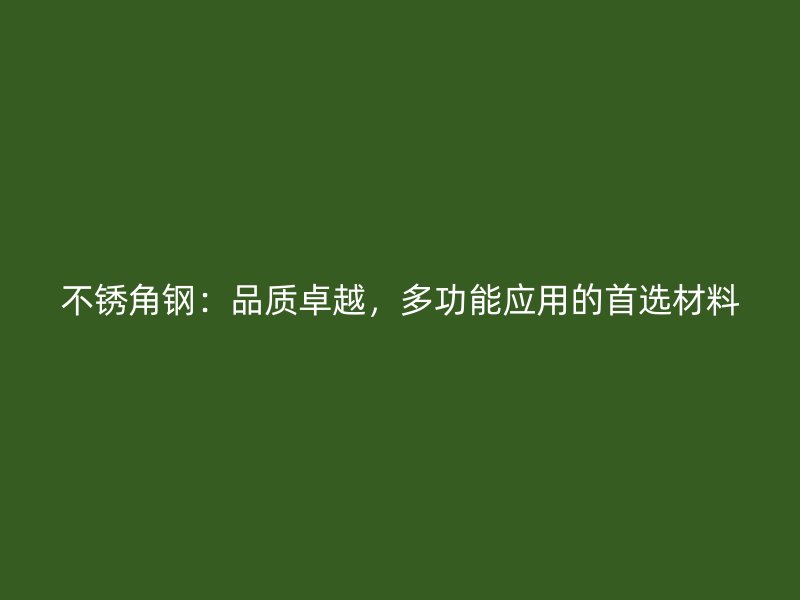 不銹角鋼：品質(zhì)卓越，多功能應(yīng)用的首選材料