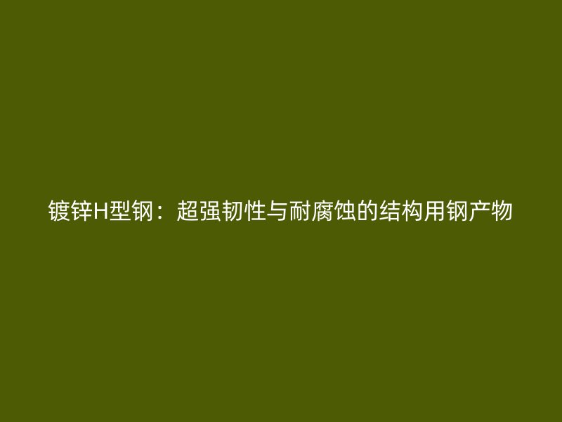 鍍鋅H型鋼：超強韌性與耐腐蝕的結(jié)構(gòu)用鋼產(chǎn)物