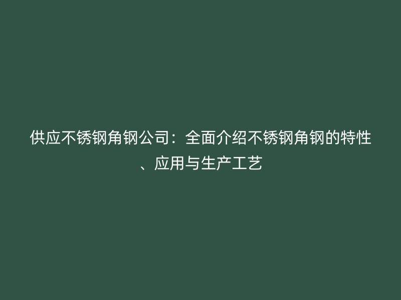 供應(yīng)不銹鋼角鋼公司：全面介紹不銹鋼角鋼的特性、應(yīng)用與生產(chǎn)工藝