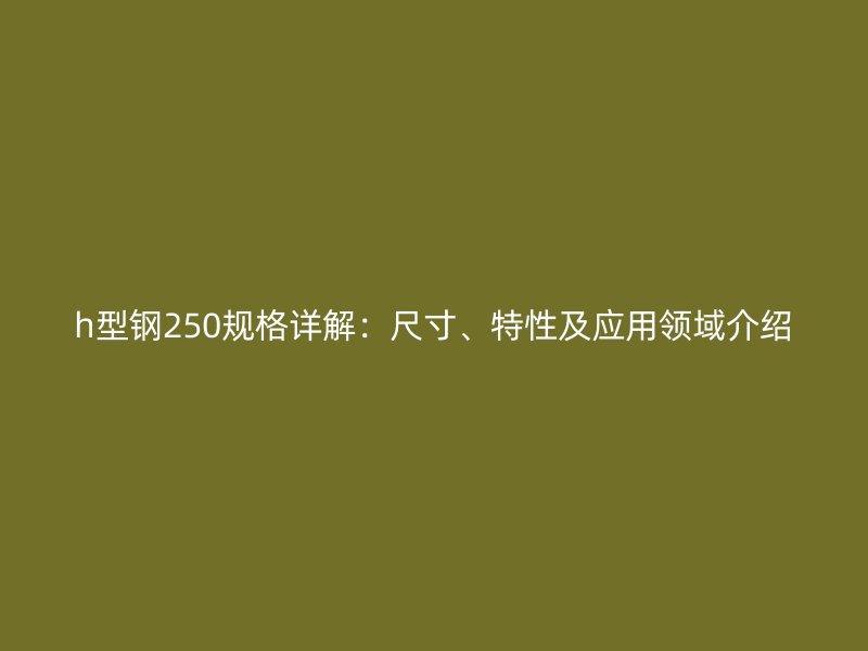 h型鋼250規(guī)格詳解：尺寸、特性及應用領域介紹