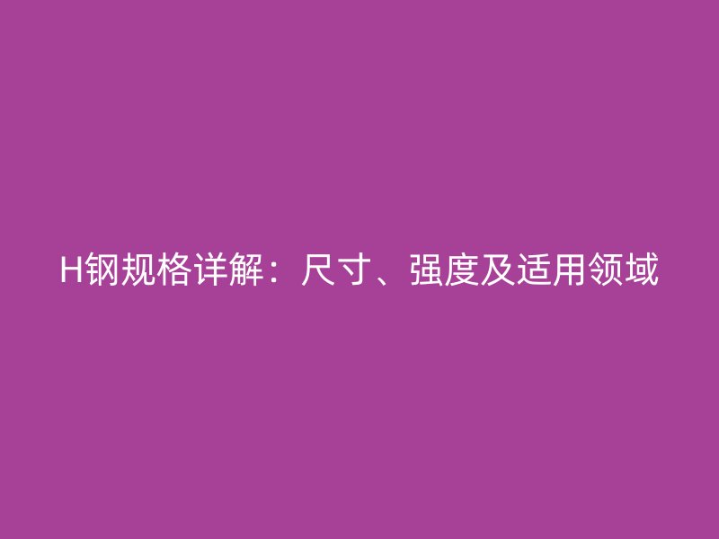 H鋼規(guī)格詳解：尺寸、強度及適用領(lǐng)域