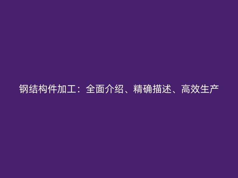 鋼結(jié)構(gòu)件加工：全面介紹、精確描述、高效生產(chǎn)