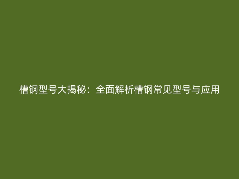 槽鋼型號(hào)大揭秘：全面解析槽鋼常見型號(hào)與應(yīng)用