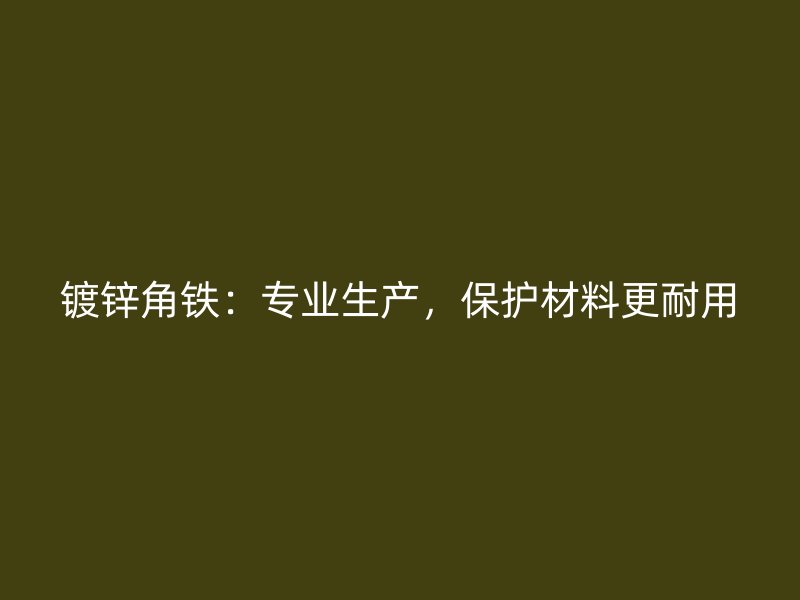 鍍鋅角鐵：專業(yè)生產(chǎn)，保護材料更耐用