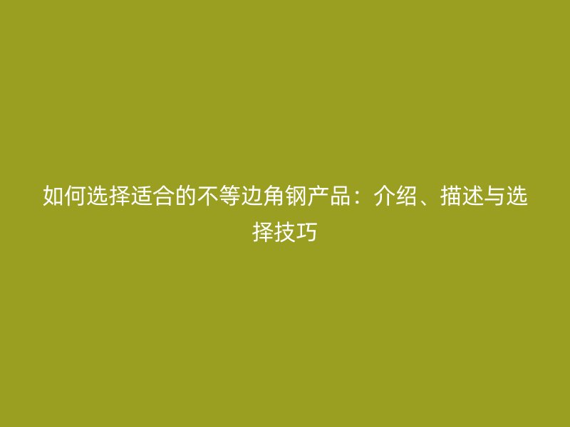 如何選擇適合的不等邊角鋼產(chǎn)品：介紹、描述與選擇技巧