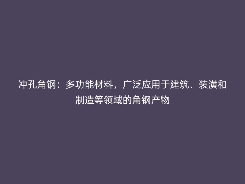 沖孔角鋼：多功能材料，廣泛應用于建筑、裝潢和制造等領域的角鋼產物