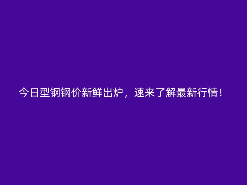今日型鋼鋼價新鮮出爐，速來了解最新行情！