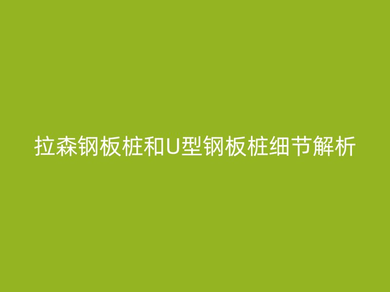 拉森鋼板樁和U型鋼板樁細節(jié)解析