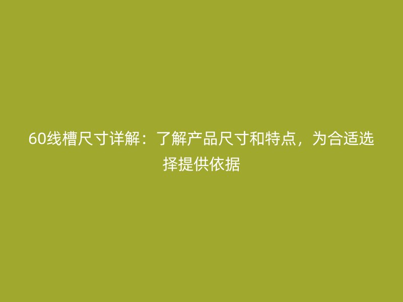 60線槽尺寸詳解：了解產(chǎn)品尺寸和特點，為合適選擇提供依據(jù)