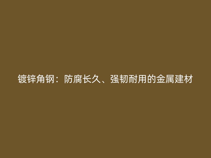 鍍鋅角鋼：防腐長久、強韌耐用的金屬建材