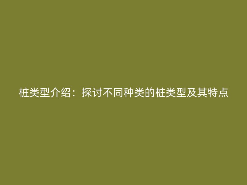 樁類(lèi)型介紹：探討不同種類(lèi)的樁類(lèi)型及其特點(diǎn)