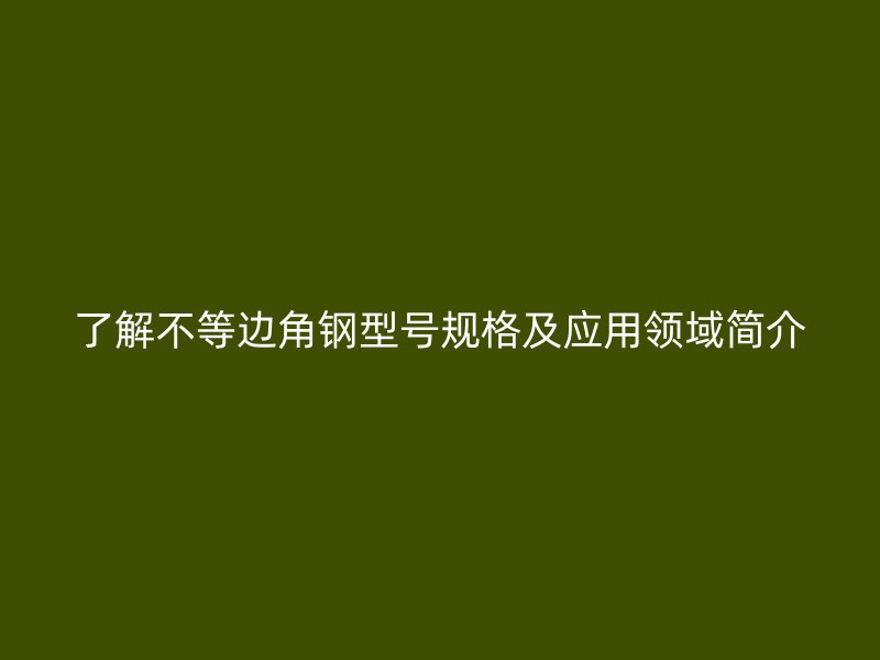 了解不等邊角鋼型號規(guī)格及應(yīng)用領(lǐng)域簡介