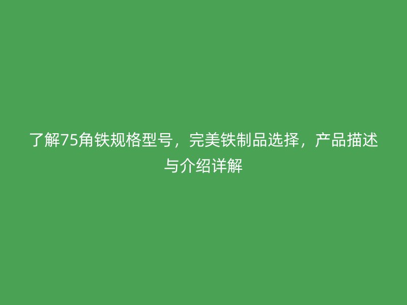 了解75角鐵規(guī)格型號，完美鐵制品選擇，產品描述與介紹詳解