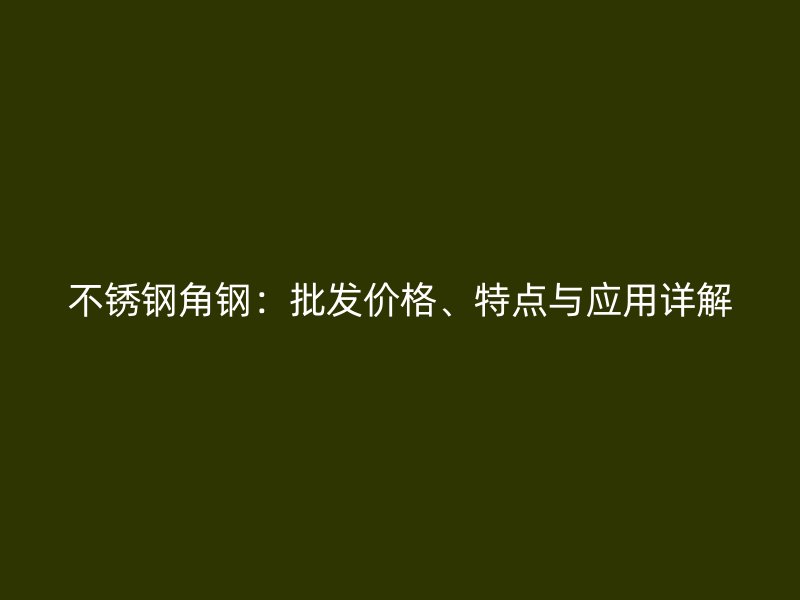 不銹鋼角鋼：批發(fā)價(jià)格、特點(diǎn)與應(yīng)用詳解