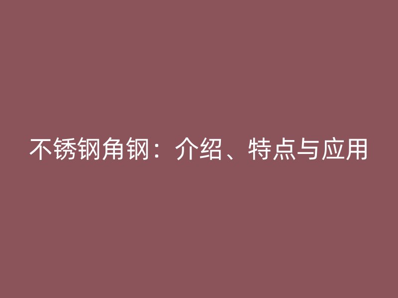 不銹鋼角鋼：介紹、特點(diǎn)與應(yīng)用