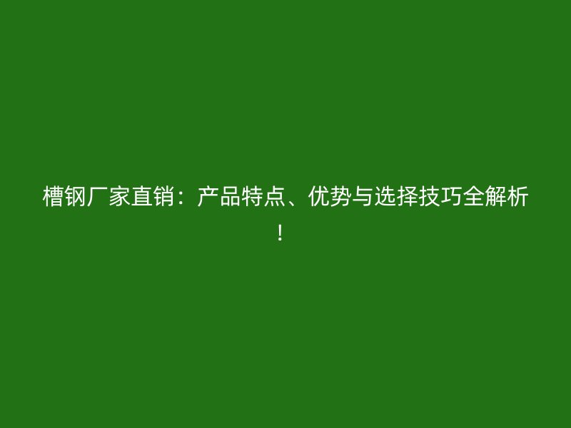 槽鋼廠家直銷：產(chǎn)品特點(diǎn)、優(yōu)勢與選擇技巧全解析！