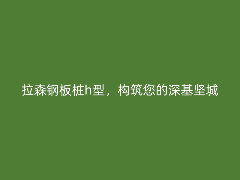拉森鋼板樁h型，構(gòu)筑您的深基堅城
