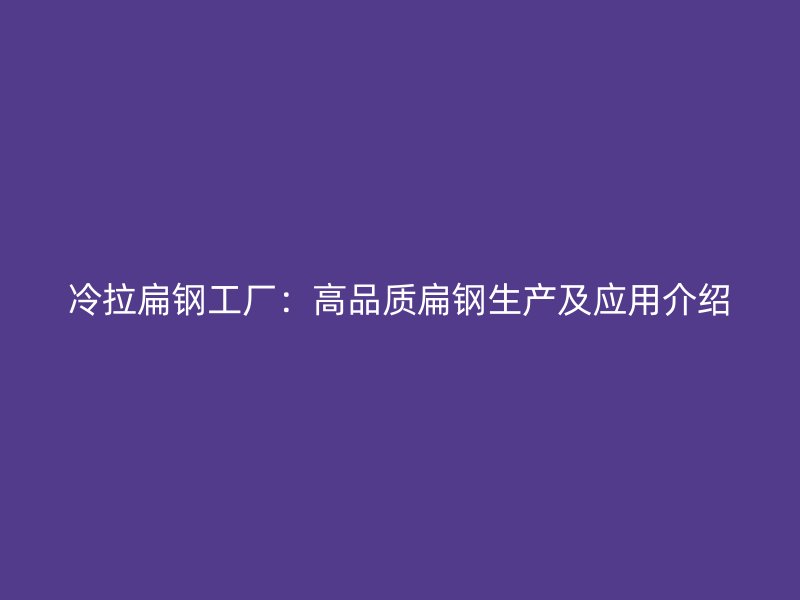 冷拉扁鋼工廠：高品質(zhì)扁鋼生產(chǎn)及應(yīng)用介紹