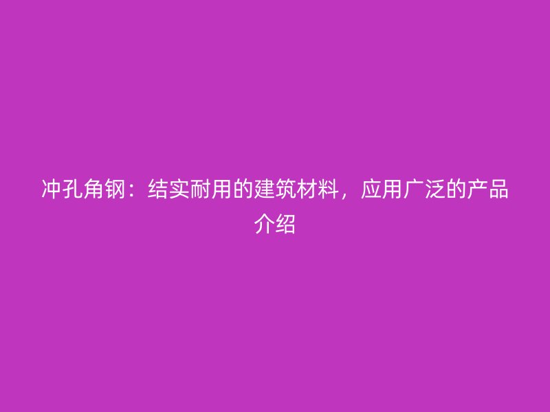 沖孔角鋼：結(jié)實(shí)耐用的建筑材料，應(yīng)用廣泛的產(chǎn)品介紹