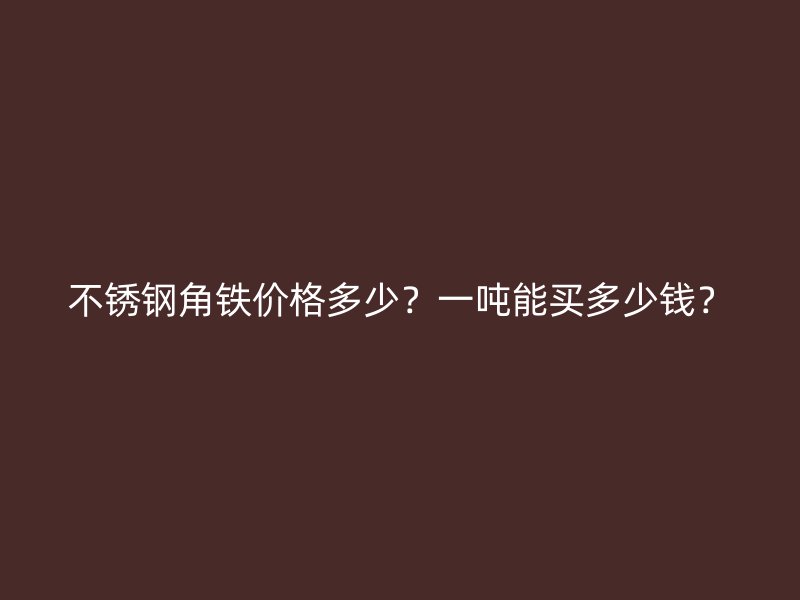 不銹鋼角鐵價格多少？一噸能買多少錢？