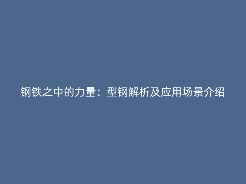 鋼鐵之中的力量：型鋼解析及應(yīng)用場(chǎng)景介紹
