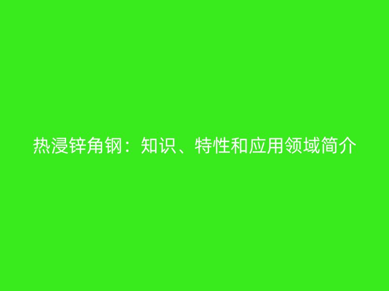 熱浸鋅角鋼：知識、特性和應(yīng)用領(lǐng)域簡介