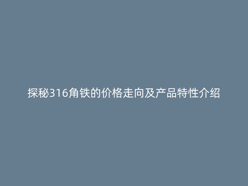 探秘316角鐵的價格走向及產(chǎn)品特性介紹