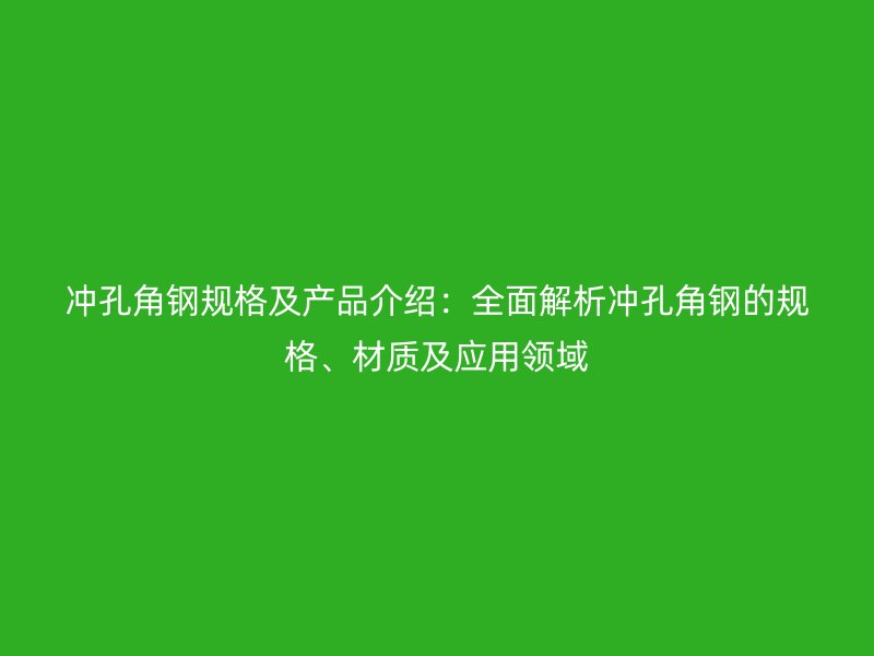 沖孔角鋼規(guī)格及產(chǎn)品介紹：全面解析沖孔角鋼的規(guī)格、材質(zhì)及應(yīng)用領(lǐng)域
