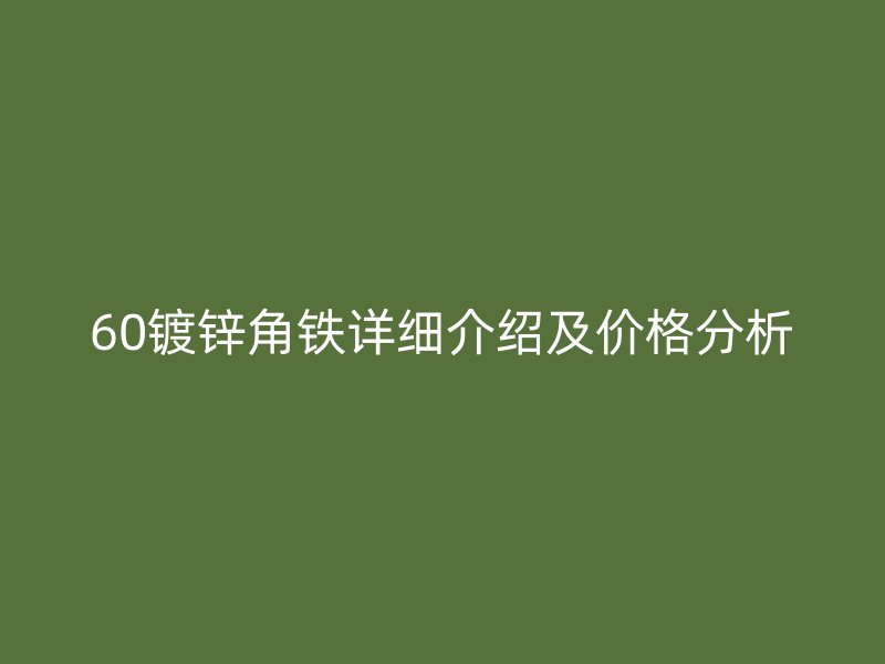 60鍍鋅角鐵詳細(xì)介紹及價(jià)格分析