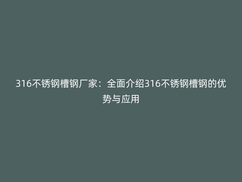 316不銹鋼槽鋼廠家：全面介紹316不銹鋼槽鋼的優(yōu)勢與應用
