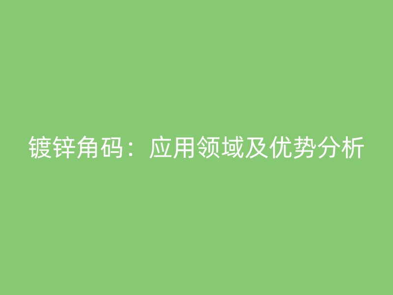 鍍鋅角碼：應(yīng)用領(lǐng)域及優(yōu)勢(shì)分析