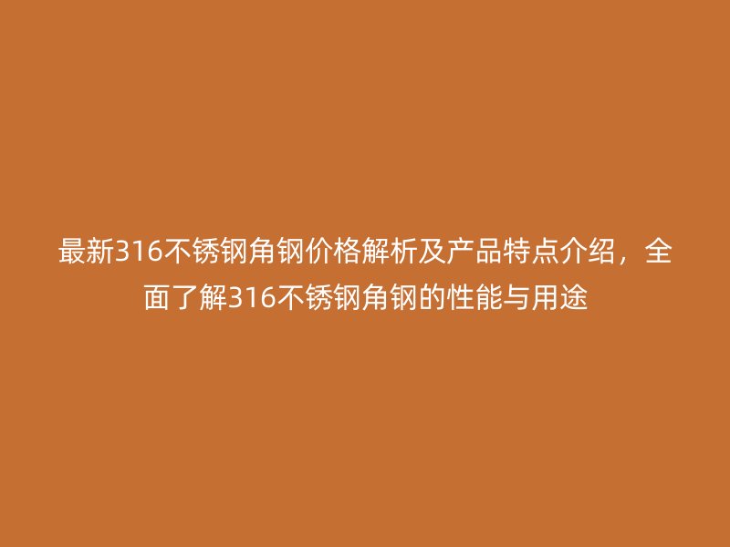 最新316不銹鋼角鋼價格解析及產(chǎn)品特點介紹，全面了解316不銹鋼角鋼的性能與用途