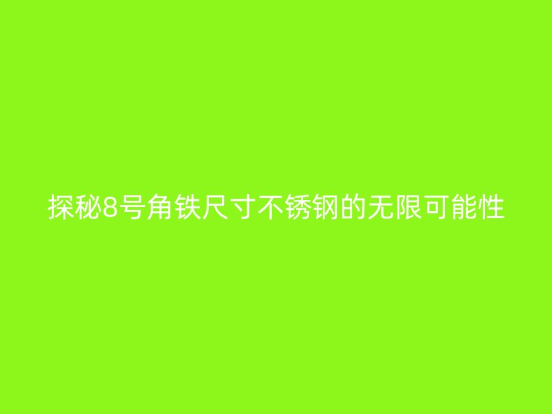 探秘8號角鐵尺寸不銹鋼的無限可能性